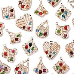 30Pcs 6 Styles Iron & Glass Pendants&nbsp;IFIN-FS0001-52