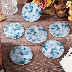 6Pcs Round Marble & Cork Coaster&nbsp;AJEW-TA0816-005