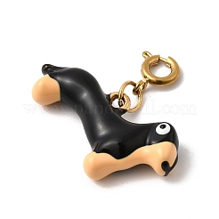 304 Stainless Steel Enamel Dachshund Pendant Decorations&nbsp;STAS-H252-02G