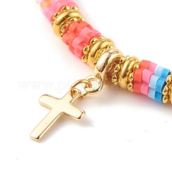 Cross & Mixed Letters Pendant Necklace Sets&nbsp;NJEW-JN03505