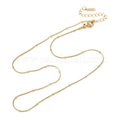 304 Stainless Steel Round Snake Chain Necklaces with Rondelle Beads&nbsp;NJEW-C103-01G