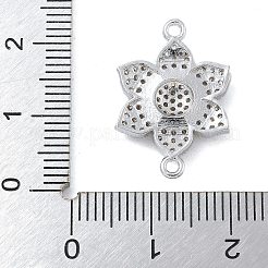 Rack Plating Brass Micro Pave Clear Cubic Zirconia Flower Connector Charms&nbsp;KK-A234-043P