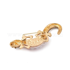 Lizard Alloy Crystal AB Rhinestone Brooches with Resin&nbsp;JEWB-I034-26G-03