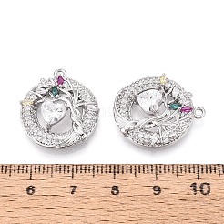 Brass Micro Pave Cubic Zirconia Pendants&nbsp;KK-T073-39P