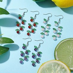 3 Pairs Fruit Gemstone & Acrylic Dangle Earrings&nbsp;EJEW-TA00472