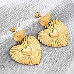 Heart 304 Stainless Steel Dangle Stud Earrings&nbsp;EJEW-Z109-03G