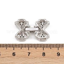 Brass Micro Pave Clear Cubic Zirconia Fold Over Clasps&nbsp;KK-C075-41P