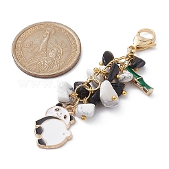 Panda Alloy Enamel Pendant Decorations&nbsp;HJEW-JM01275-01