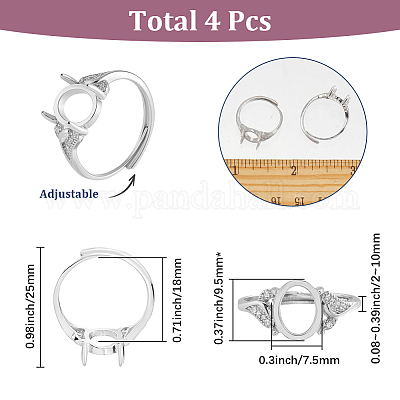 4Pcs Brass Adjustable Ring Components&nbsp;KK-SC0007-03-1