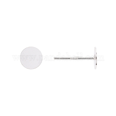 925 Sterling Silver Round Flat Pad Stud Earring Findings&nbsp;STER-T002-201S-1