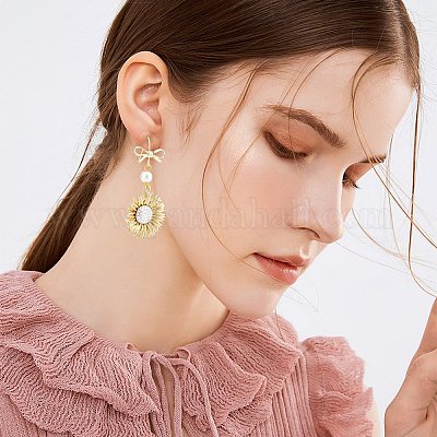 28Pcs Bowknot Shape Brass Earring Hook&nbsp;DIY-SP0001-06G-1