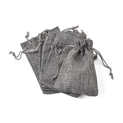 Polyester Imitation Burlap Packing Pouches Drawstring Bags&nbsp;X-ABAG-R005-9x12-04-1