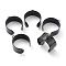 304 Stainless Steel Open Cuff Finger Ring Components, Loop Ring Base, Electrophoresis Black, US Size 8 1/2(18.5mm), 10mm, Hole: 2.4mm