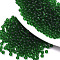 6/0 Transparent Glass Seed Beads, Round, Green, 4x3mm, Hole: 1mm, about 4500pcs/bag