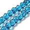 Handmade Bumpy Lampwork Beads Strands, Round, Deep Sky Blue, 11.5~13.5x13.5~14x13~13.5mm, Hole: 1.5mm, about 33pcs/strand, 15.16''(38.5cm)