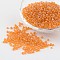 8/0 Glass Seed Beads, Transparent Colours Luster, Round, Orange, Size: about 3mm in diameter, hole: 1mm, about 1097pcs/50g