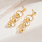 Elegant and Versatile Brass Dangle Stud Earrings, Ring Chain Charm, Real 18K Gold Plated, 50x20mm