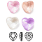 K9 Glass Rhinestone Cabochons, Point Back & Back Plated, Faceted, Heart, Mixed Color, 8x8x4.5mm