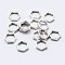 925 Sterling Silver Bead Frames, Hexagon, Silver, 7.5x8.5x2mm, Hole: 0.8mm, Inner: 6x7mm