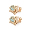 Brass Glass Box Clasps, Nickel Free, Heart, 2-Strand, 4-Hole, Real 18K Gold Plated, Light Blue, 12.5x18x9mm, Hole: 1~1.2mm