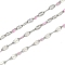 Brass Dapped Chains, with Enamel, with Spool, Soldered Lead Free & Cadmium Free, Platinum, Pink, 4x2x1mm