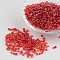 Round 8/0 Glass Seed Beads, Trans. Colours Lustered, Red, Size: about 3mm in diameter, hole: 1mm, about 1097pcs/50g