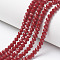 Opaque Solid Color Glass Beads Strands, Faceted, Rondelle, FireBrick, 6x5mm, Hole: 1mm, about 80~85pcs/strand, 38~40cm