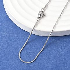 Tarnish Resistant 304 Stainless Steel Snake Chains Necklaces, with Lobster Clasps, Stainless Steel Color, 17.7 inch(45cm), 1mm
