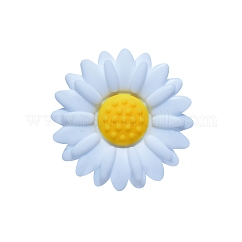 Food Grade Eco-Friendly Silicone Focal Beads, Daisy, White, 20x20mm, Hole: 2mm