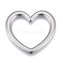 Non-Tarnish 304 Stainless Steel Linking Rings, Heart, Stainless Steel Color, 28.5x32x2.5mm, Inner Diameter: 17x24mm