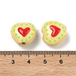 Heart Pattern Handmade Porcelain Enamel Beads&nbsp;PORC-G016-03I