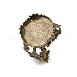 Adjustable Antique Bronze Tone Filigree Brass Ring Component Cabochon Settings&nbsp;X-KK-G020-A