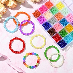 1200Pcs 24 Colors Baking Paint Imitation Jade Glass Round Bead Sets&nbsp;DGLA-YW0001-27