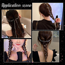 2Pcs 2 Colors Metal Hair Chain with Moon & Star Charms and Iron Hair Combs Clips&nbsp;OHAR-GF0001-35