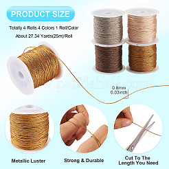 4 Rolls 4 Colors Round Metallic Cord&nbsp;MCOR-TA0001-01B