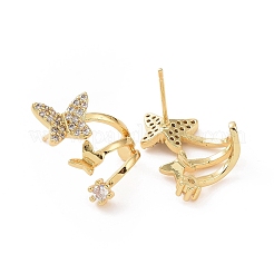 Clear Cubic Zirconia Butterfly Stud Earrings&nbsp;EJEW-C040-07G