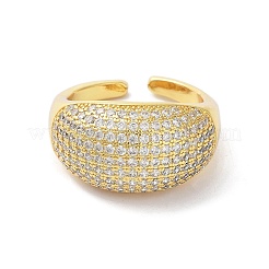 Brass with Cubic Zirconia Open Cuff Rings for Women&nbsp;RJEW-A035-21G