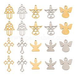 100Pcs 10 Style 2 Colors 304 Stainless Steel Pendants&nbsp;STAS-LS0001-34