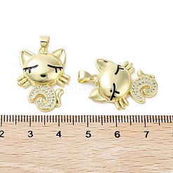 Cat Rack Plating Brass Micro Pave Cubic Zirconia Pendants&nbsp;KK-E102-32G