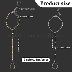 2Pcs 2 Colors Alloy Satellite Chains Finger Ring Bracelets for Women&nbsp;BJEW-CY0001-09