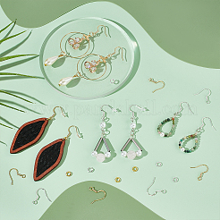 Brass Earring Hooks with Jump Rings & Plastic Ear Nuts&nbsp;DIY-PH0023-18
