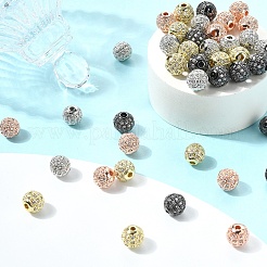 10Pcs Round Brass Micro Pave Cubic Zirconia Beads&nbsp;ZIRC-YW0001-26B