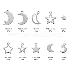 60Pcs 10 Style 304 Stainless Steel Pendants&nbsp;STAS-FS0001-14P