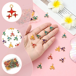 50Pcs 5 Colors Alloy Enamel Pendants&nbsp;ENAM-FS0002-30