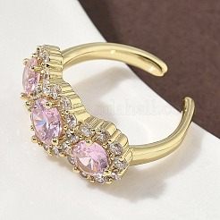 Brass Micro Pave Cubic Zirconia Cuff Rings&nbsp;RJEW-H256-01G