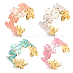 304 Stainless Steel Enamel Cuff Bangles for Women&nbsp;BJEW-B159-01G