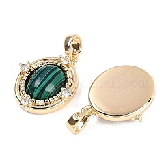 Synthetic Malachite Oval Pendants&nbsp;KK-U043-44G-A