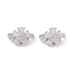 Rack Plating Brass Pave Cubic Zirconia Slide Charms&nbsp;KK-G464-03P