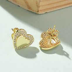 Brass Micro Pave Clear Cubic Zirconia Stud Earrings for Women&nbsp;LS-EJEW-U034-02G-02