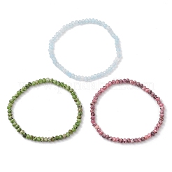 Dyed Natural Malaysia Jade Faceted Rondelle Beads Stretch Bracelets for Women Men&nbsp;BJEW-JB13442
